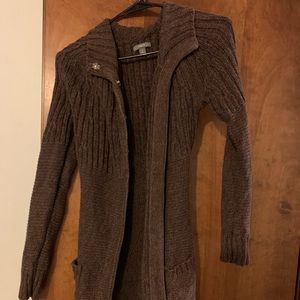 Brown long button up sweater